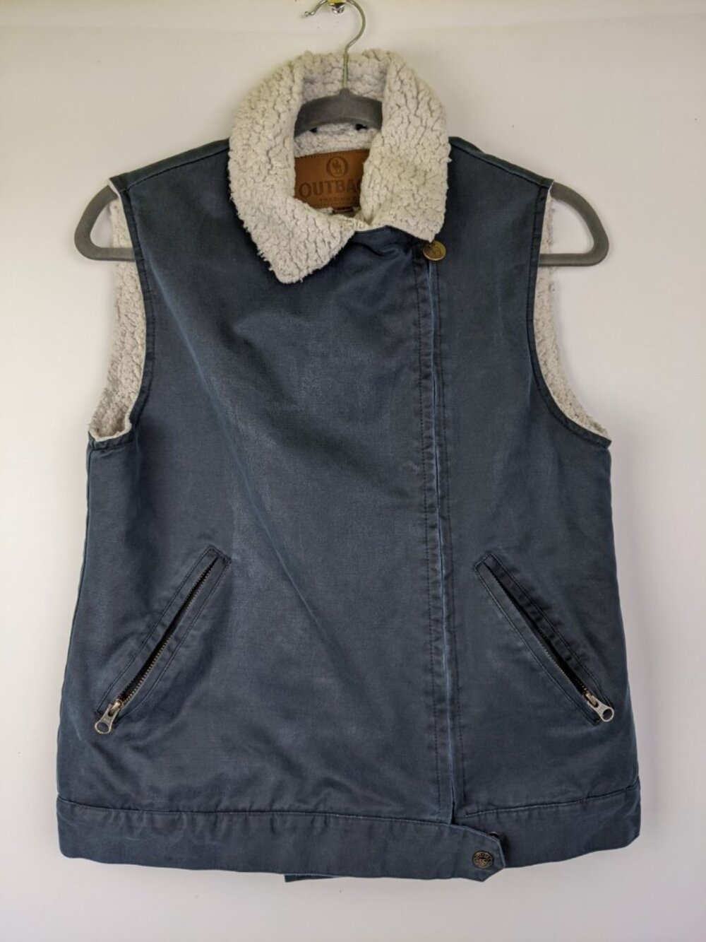 Outback Trading Co Sherpa Lined Naomi Vest Women's Size Small Vintage Blue